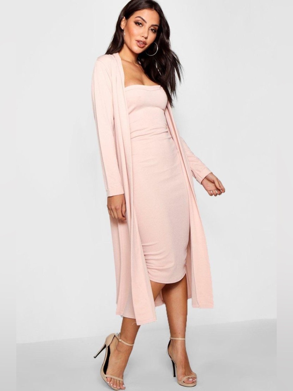 Boohoo 2 Piece Set Strapless Dress and Duster SMALL 4